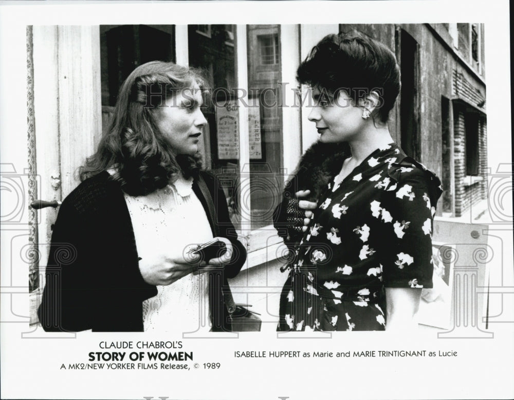 1989 Press Photo Isabelle Huppert &amp; Marie Trintignant in &quot;Story of Women&quot; - Historic Images