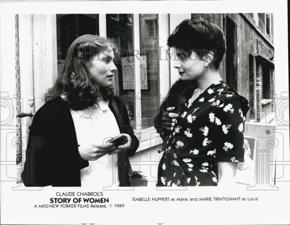 1989 Press Photo Isabelle Huppert & Marie Trintignant in "Story of Women" - Historic Images