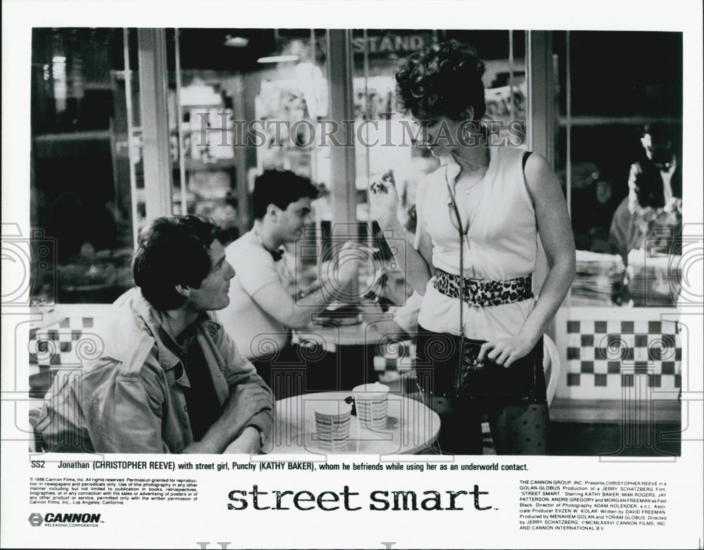 1986 Press Photo Actor Christopher Reeve Actress Kathy Baker in Street Smart - Historic Images