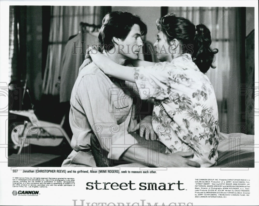 1986 Press Photo Actors Christopher Reeve And Mimi Rogers In "Street Smart" - Historic Images