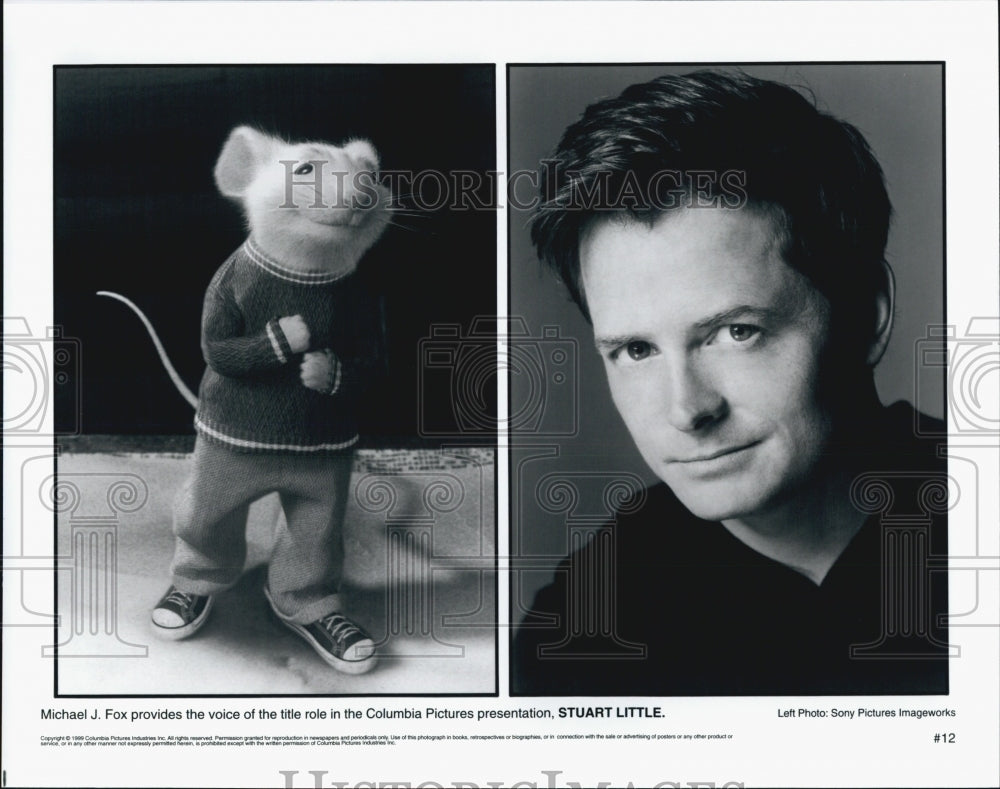 1999 Press Photo Actor Michael J. Fox Provides Voice Of Stuart in Stuart Little - Historic Images