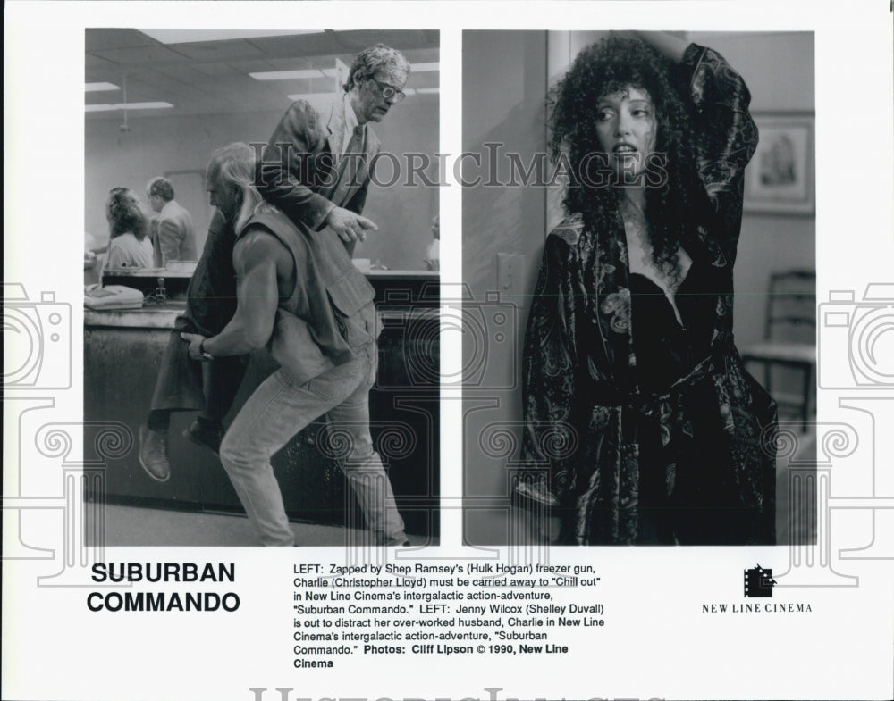 1990 Press Photo Hulk Hogan, Christopher Lloyd in "Suburban Commando" Film - Historic Images