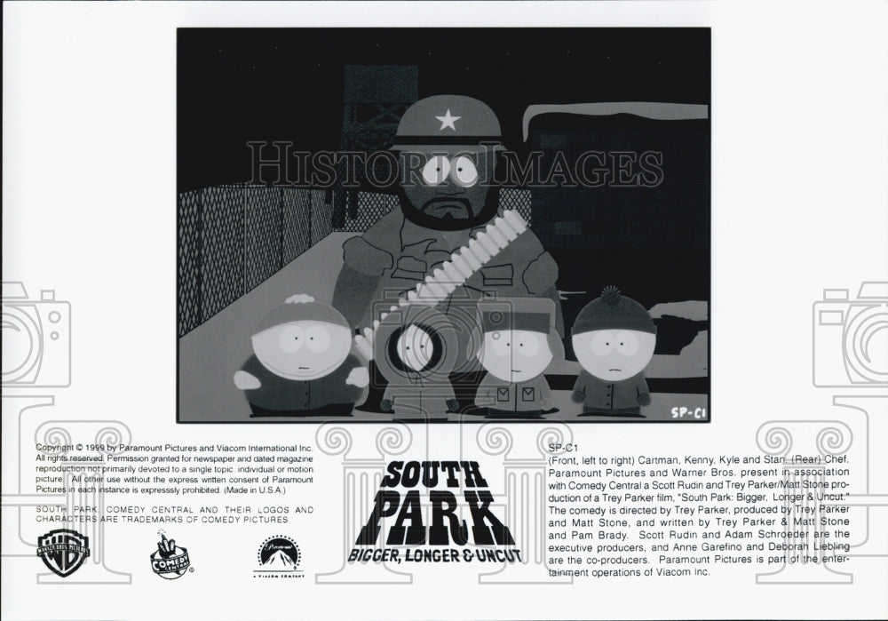 1999 Press Photo Scene from "South Park: Bigger, Longer, & Uncut" Film - Historic Images