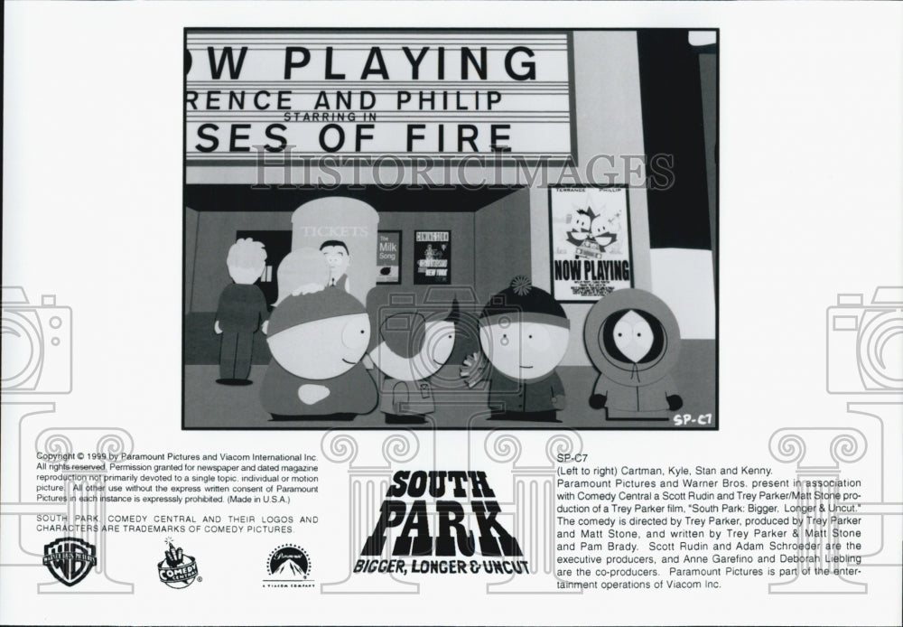1999 Press Photo Scene from "South Park: Bigger, Longer, & Uncut" Film - Historic Images