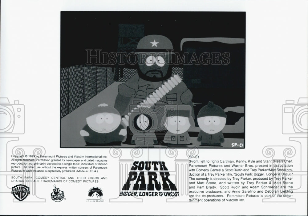 1999 Press Photo Scene from "South Park: Bigger, Longer, & Uncut" Film - Historic Images