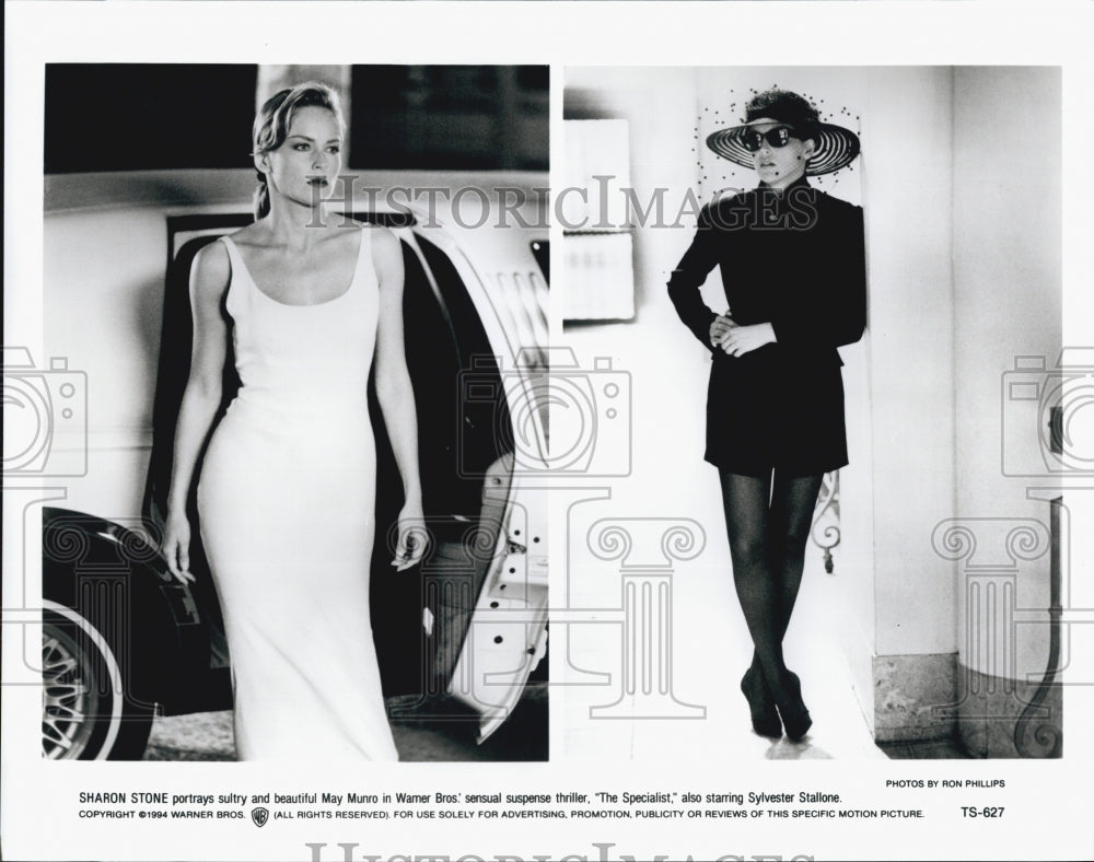 1994 Press Photo Actress Sharon Stone in The Specialist with Sylvester Stallone - Historic Images