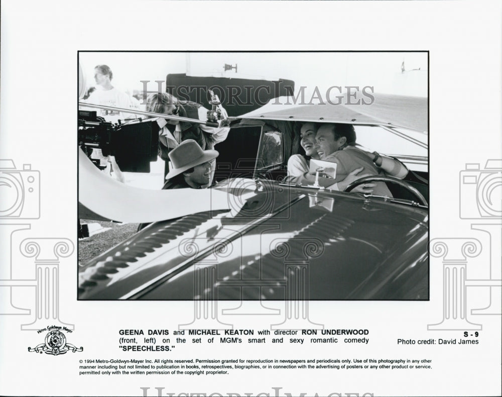 1994 Press Photo Director Ron Underwood, Geena Davis, Michael Keaton "Speechless - Historic Images