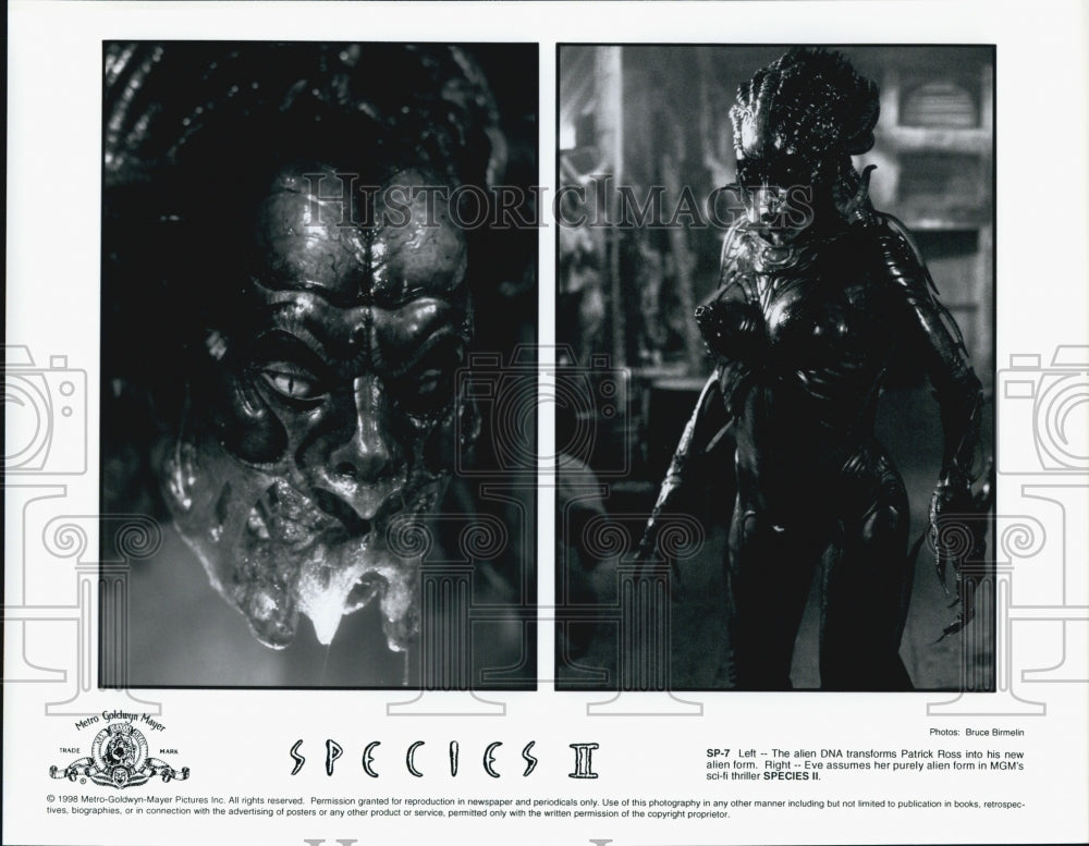 1998 Press Photo Alien Creatures in &quot;Species II&quot; Sci-Fi Thriller Film - Historic Images