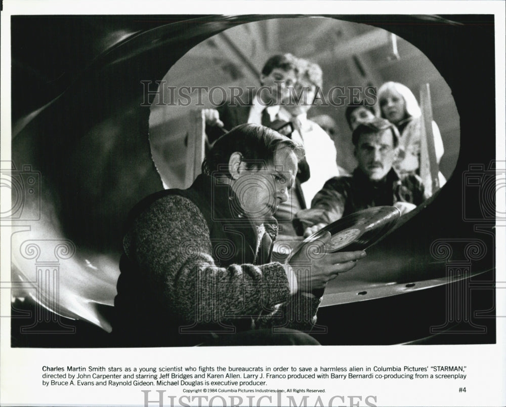 1984 Press Photo Actor Charles Martin Smith With Actor Jeff Bridges And Actress - Historic Images