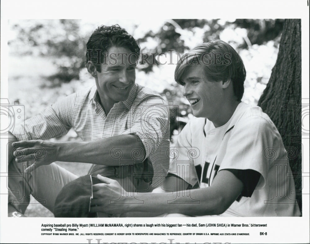 1988 Press Photo William McNamara and John Shea in scene from &quot;Stealing Home&quot; - Historic Images