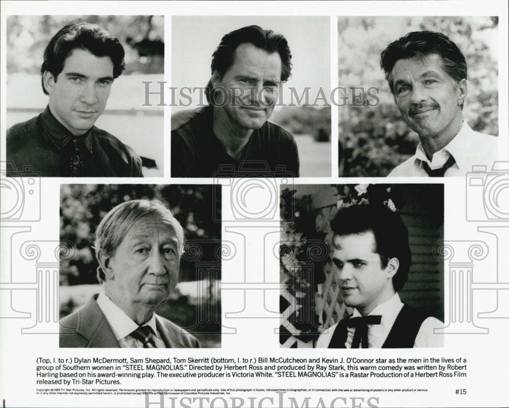 1989 Press Photo Dylan McDermott, Sam Shephard, Tom Skerritt, Bill McCutcheon - Historic Images
