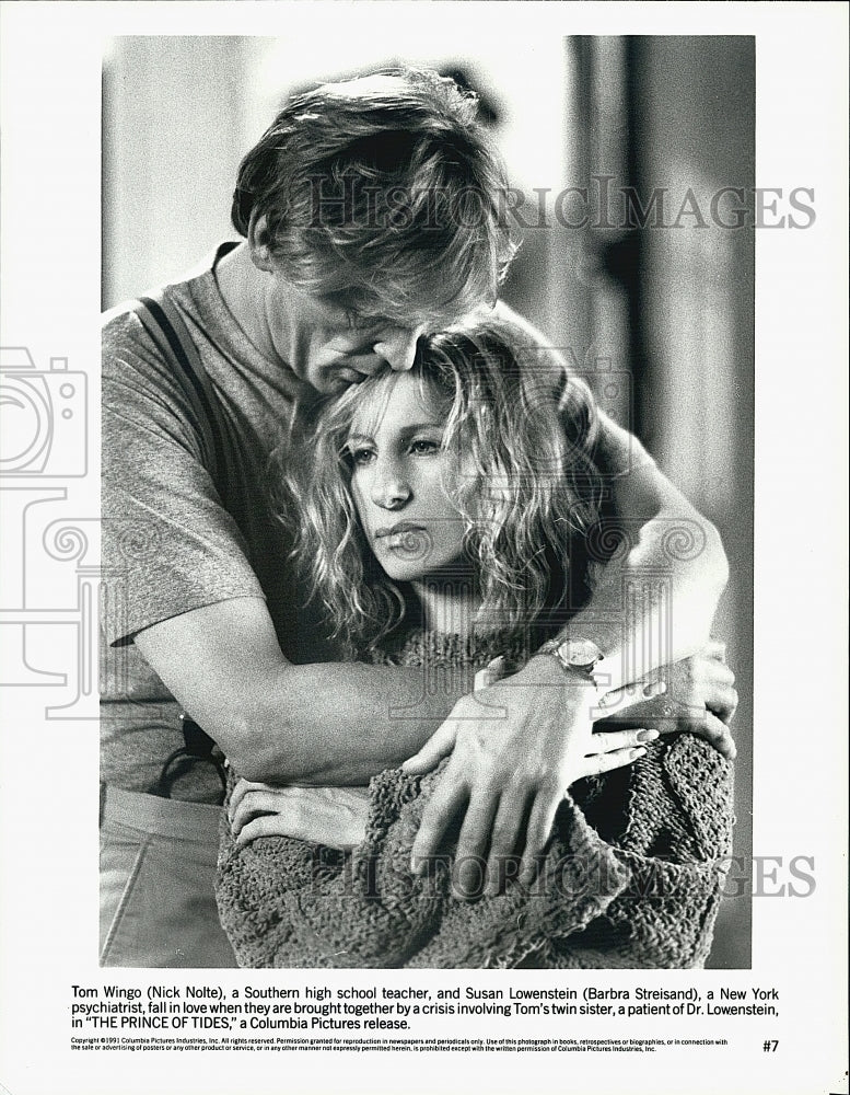 1991 Press Photo Nick Nolte And Barbara Streisand in "The Prince Of Tides" - Historic Images