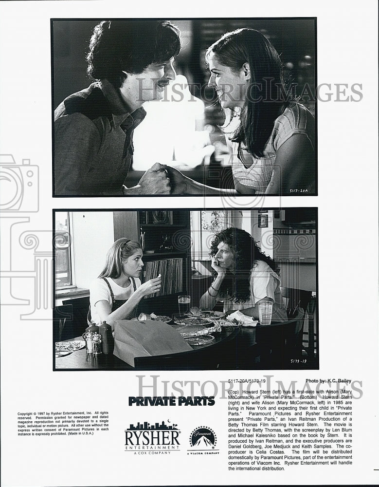 1997 Press Photo Howard Stern, Mary McCormack in "Private Parts" Film - Historic Images