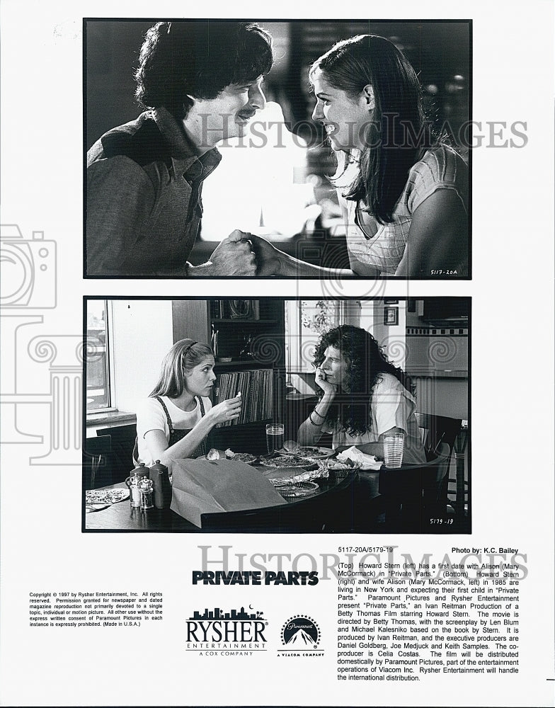 1997 Press Photo Howard Stern, Mary McCormack in "Private Parts" Film - Historic Images