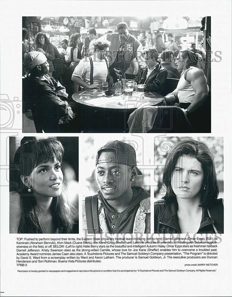 1993 Press Photo Halle Berry, Omar Epps & Kristy Swanson in The Program - Historic Images