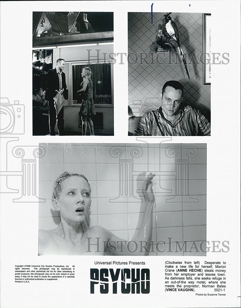 1998 Press Photo Actor Vince Vaughn, Anne Heche in "Psycho" Film - Historic Images