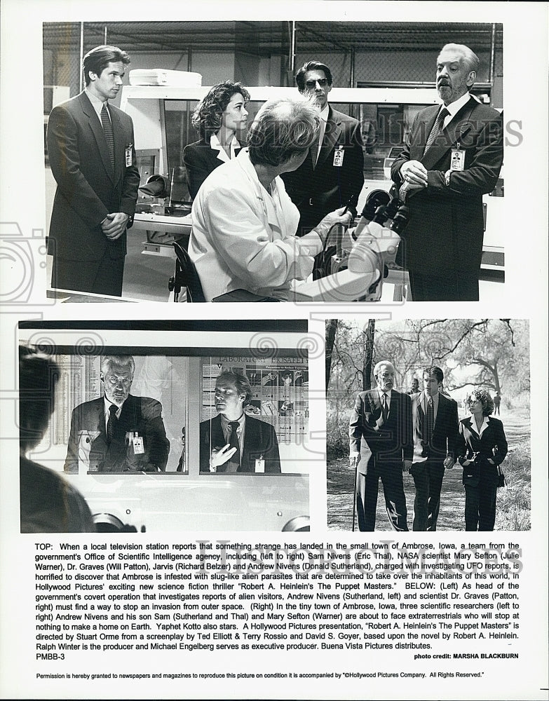 1994 Press Photo Donald Sutherland, Julie Warner, Richard Belzer &quot;Puppet Masters - Historic Images