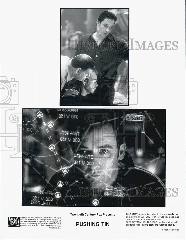 1999 Press Photo Actor John Cusack, Billy Bob Thornton in &quot;Pushing Tin&quot; Film - Historic Images