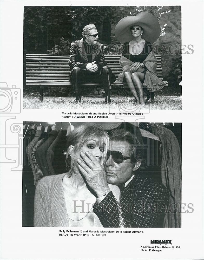 1994 Press Photo Sally Kellerman & Marcello Mastroianni Star In "Ready To Wear" - Historic Images