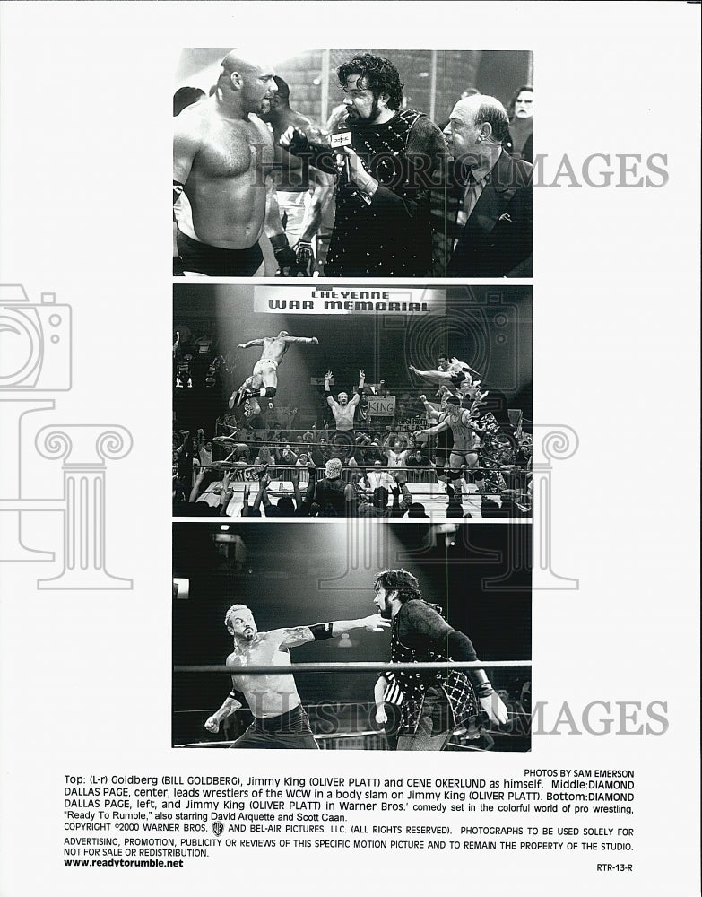 2000 Press Photo Goldberg Platt Okerlund Star In Ready To Rumble - Historic Images