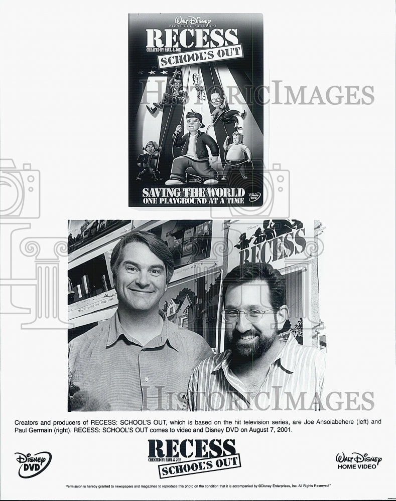 2001 Press Photo Disney&#39;s &quot;Recess School&#39;s Out&quot; Joe Ansilabehere &amp; Paul Germain - Historic Images