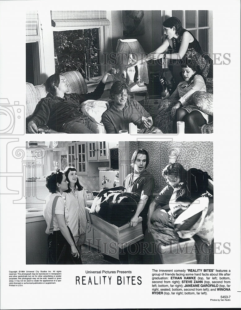 1994 Press Photo "Reality Bites" Film Actor Ethan Hawke Steve Zahn Ryder - Historic Images