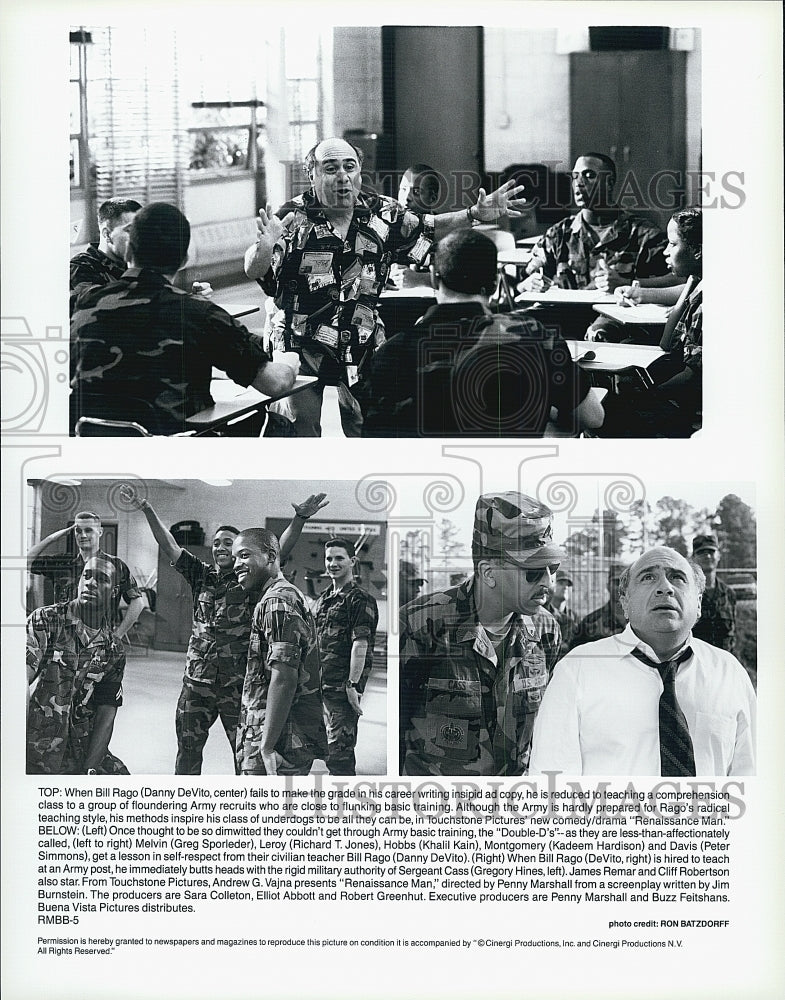 1994 Press Photo Danny DeVito in scenes from the film "Renaissance Man" - Historic Images