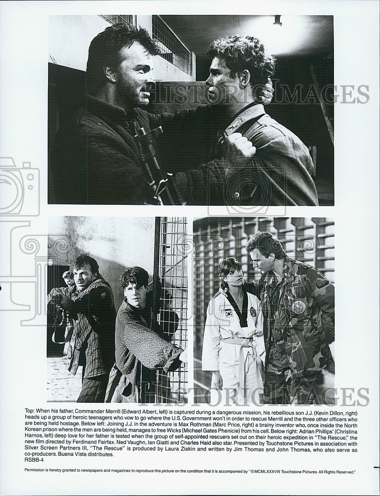 1988 Press Photo Kevin Dillon Edward Albert Marc Price Michael Gates Phenicle - Historic Images