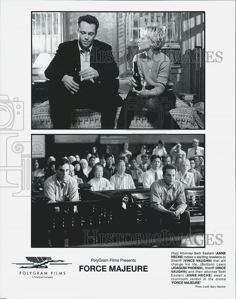 1989 Press Photo Vince Vaughn, Anne Heche, Joaquin Phoenix "Force Majeure" - Historic Images