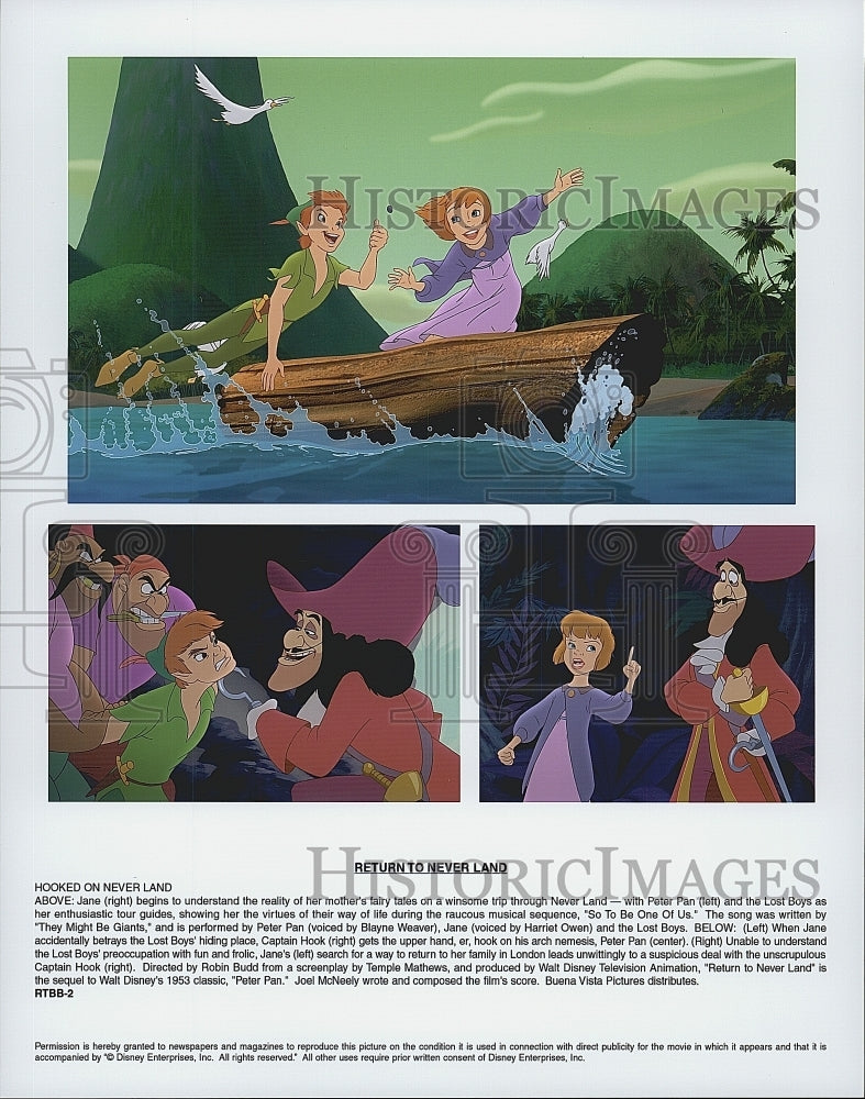 2002 Press Photo Disney&#39;s &quot;Return to Never Land&quot; with Peter Pan and Captain Hook - Historic Images