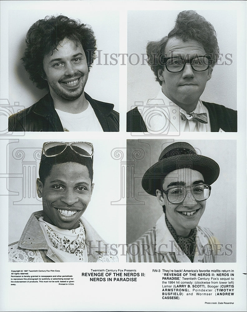 1987 Press Photo "Revenge of the Nerds" starring Larry Scott, Curtis Armstrong - Historic Images