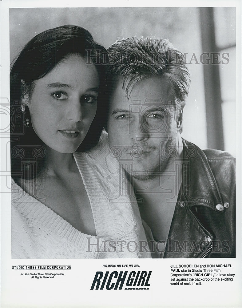 1991 Press Photo  Jill Schoelen & Don Michael Paul  in "Rich Girl" - Historic Images