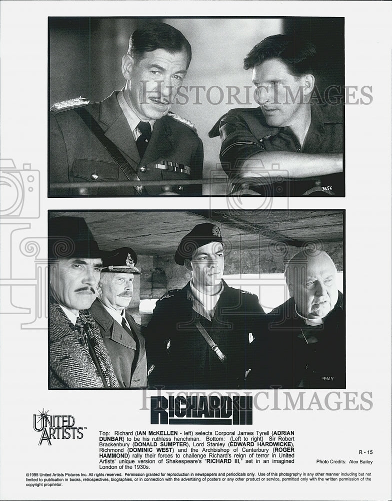1995 Press Photo "Richard III" Ian McKellen,A Dunbar,D Sumpter,E HArdwicke - Historic Images