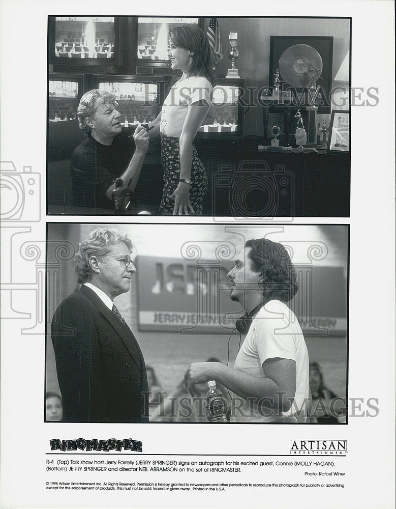 1998 Press Photo Jerry Springer & Molly Hagan Star In "Ringmaster" - Historic Images