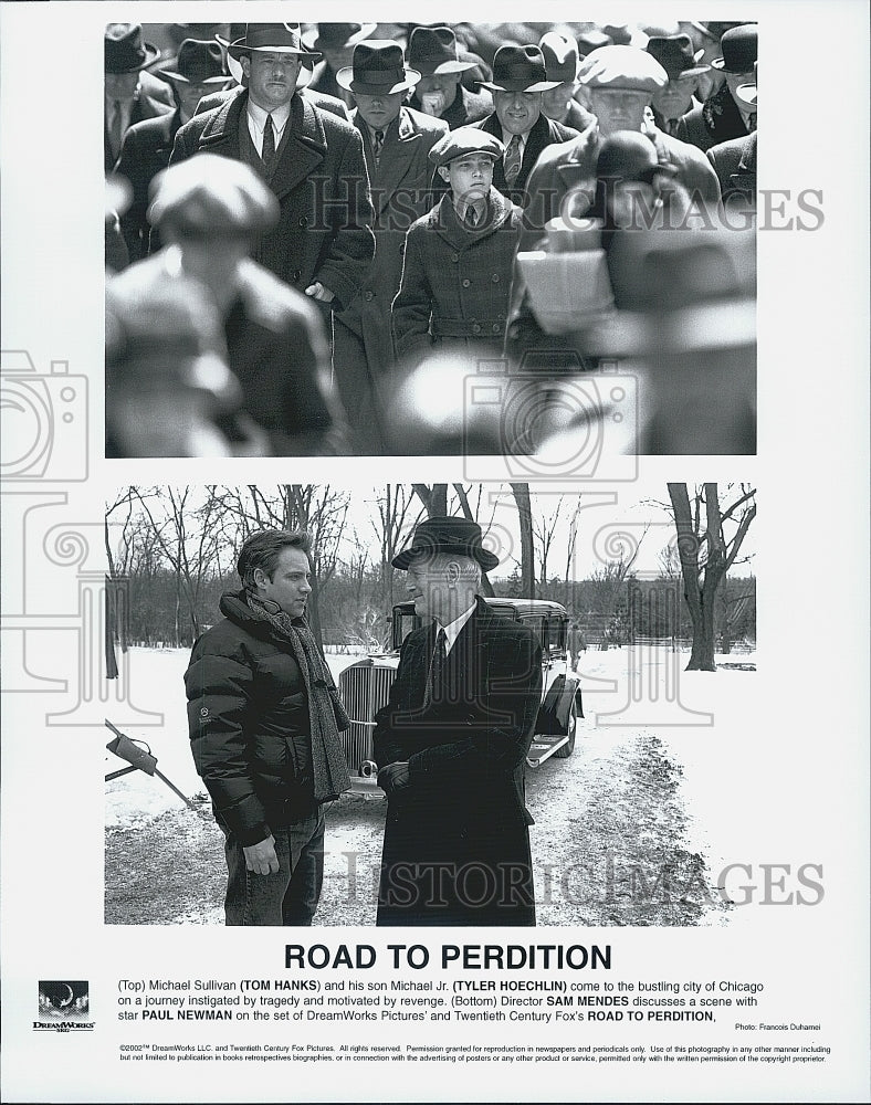 2002 Press Photo Tom Hanks Tyler Hoechlin Paul Newman Mendes &quot;Road to Perdition&quot; - Historic Images