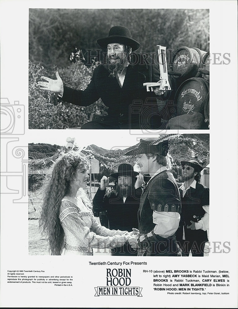 1993 Press Photo Mel Brooks, Amy Yasbeck, Cary Elwes &amp; Mark Blankfield - Historic Images