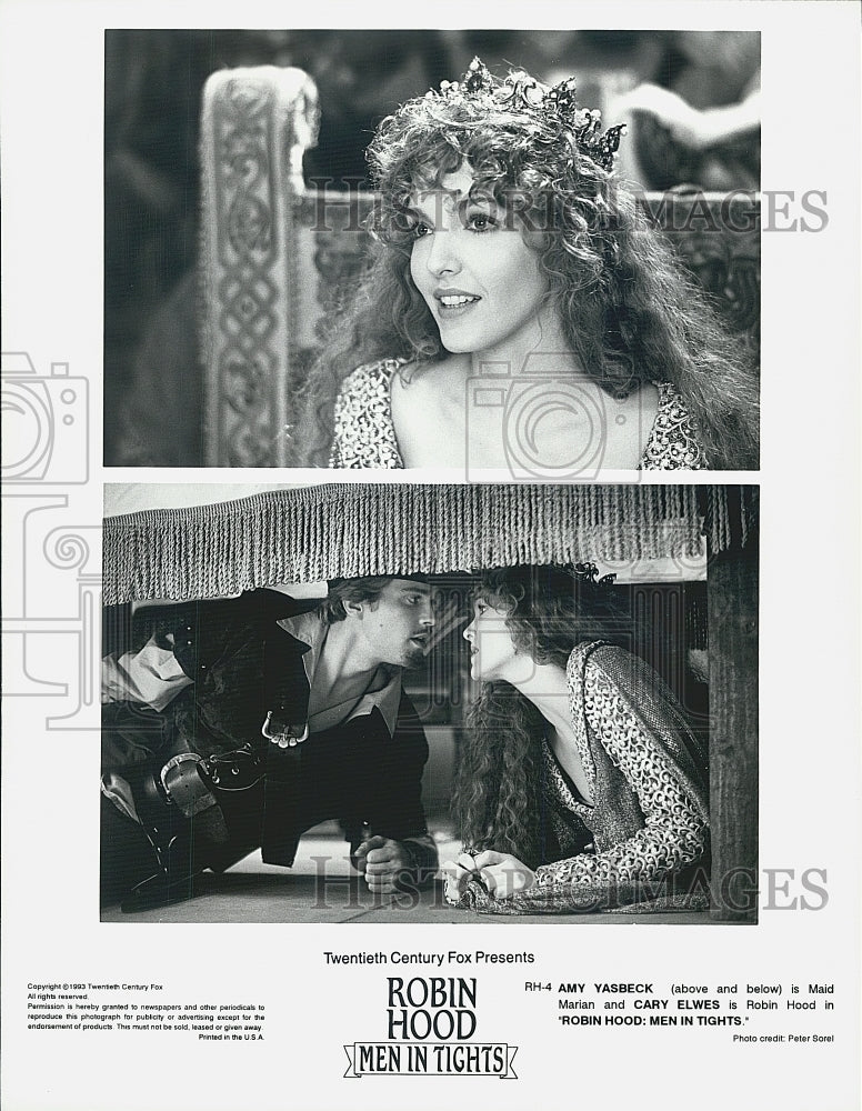 1993 Press Photo Amy Yasbeck Cary Elwes Actors Stars &quot;Robin Hood Men In Tights&quot; - Historic Images