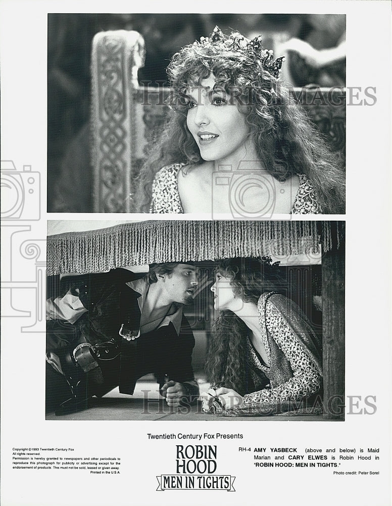 1993 Press Photo Amy Yasbeck Cary Elwes Actors Stars "Robin Hood Men In Tights" - Historic Images