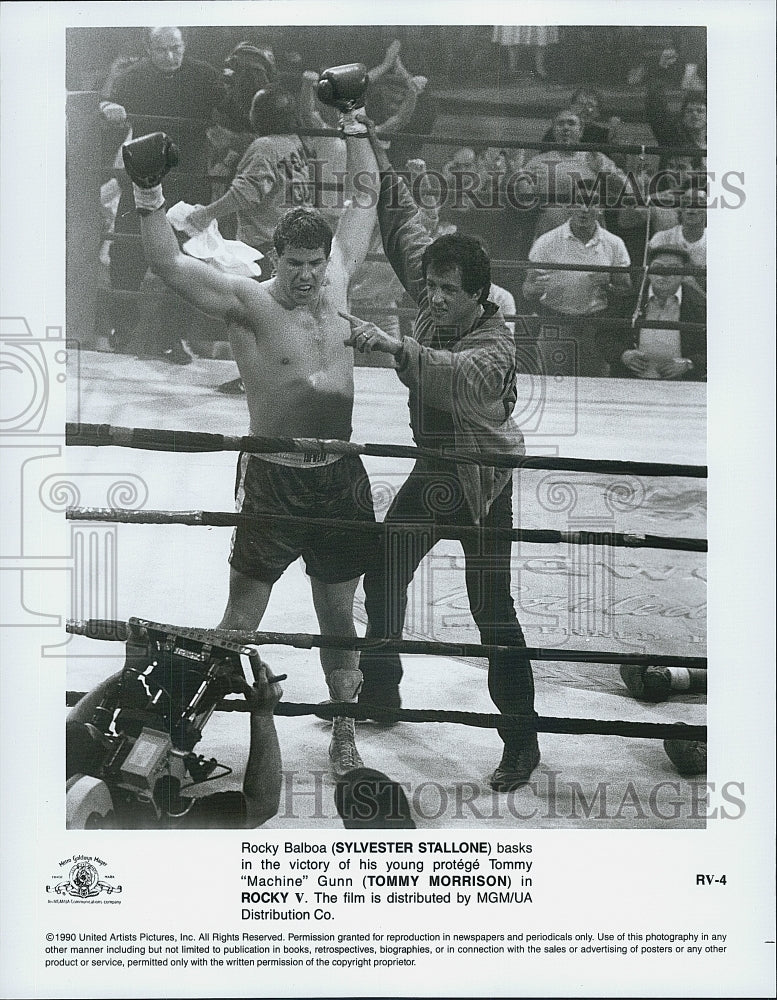 1990 Press Photo Sylvester Stallone and Tommy Morrison in "Rocky V" - Historic Images