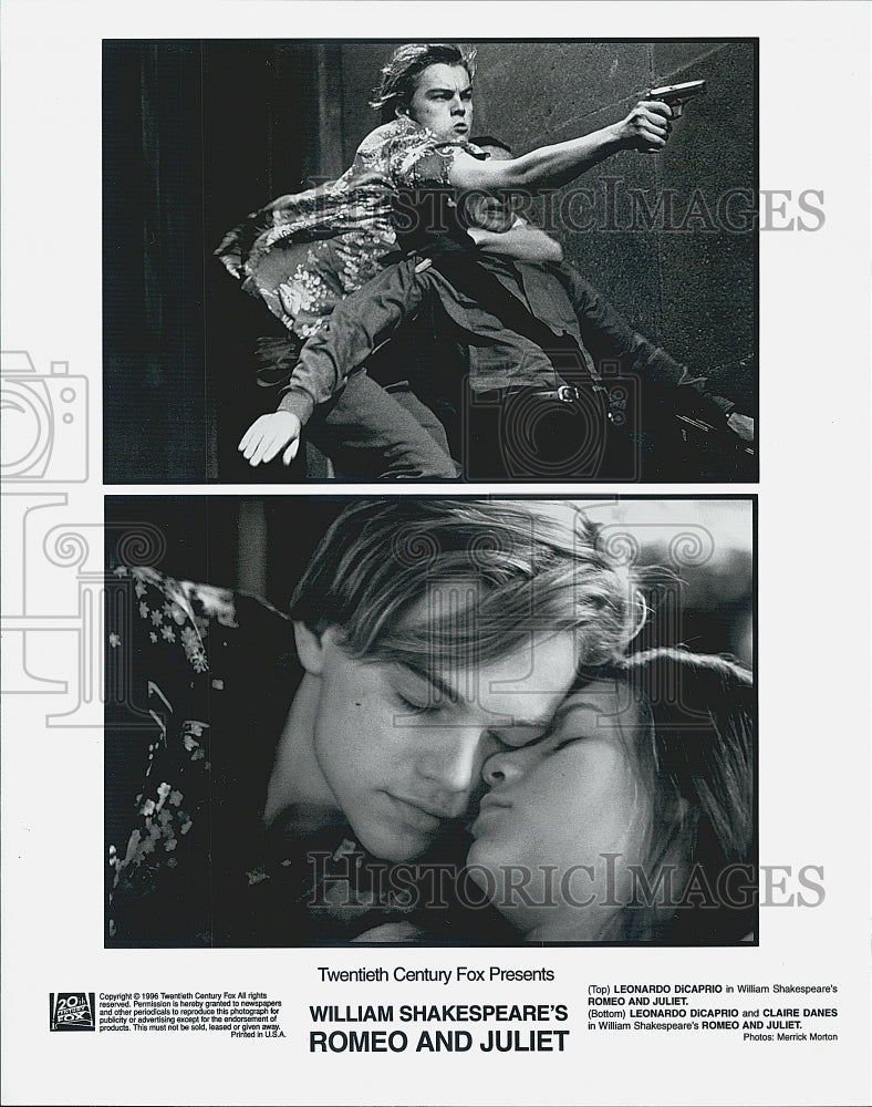 1996 Press Photo Leonardo DiCaprio and Claire Danes in "Romeo and Juliet" - Historic Images