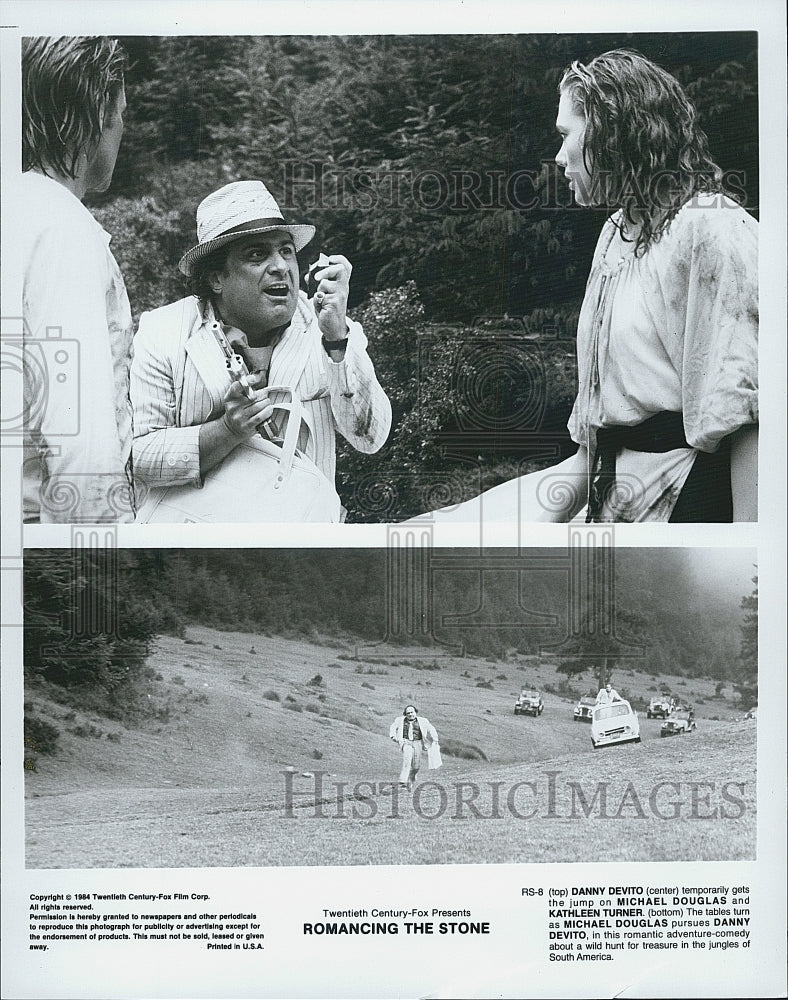 1984 Press Photo Danny Devito Michael Douglas Turner &quot;Romancing The Stone&quot; - Historic Images