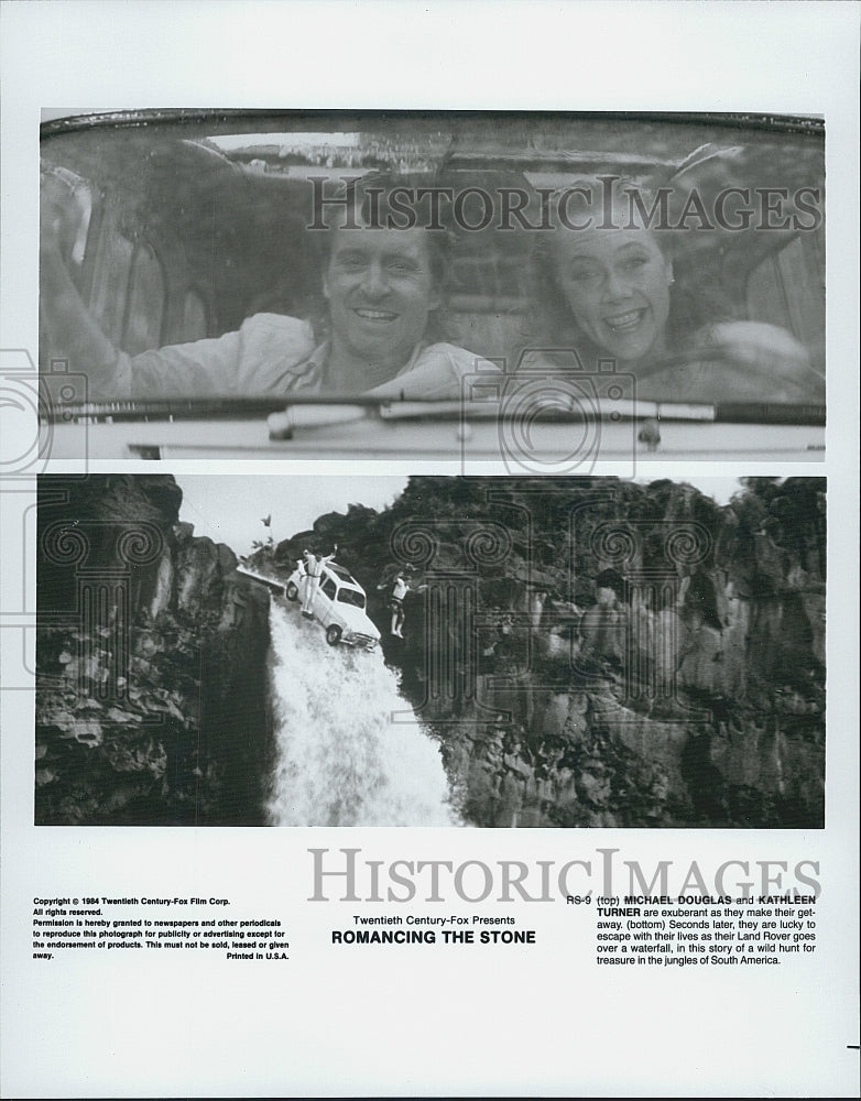1984 Press Photo Michael Douglas And Kathleen Turner Actor "Romancing the Stone" - Historic Images