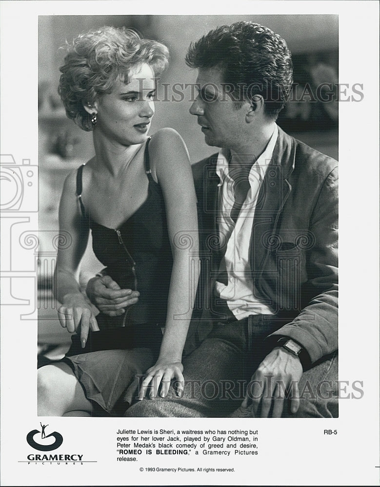 1993 Press Photo Juliette Lewis And Gary Oldman Star In Peter Medak&#39;s &quot;Romeo Is - Historic Images