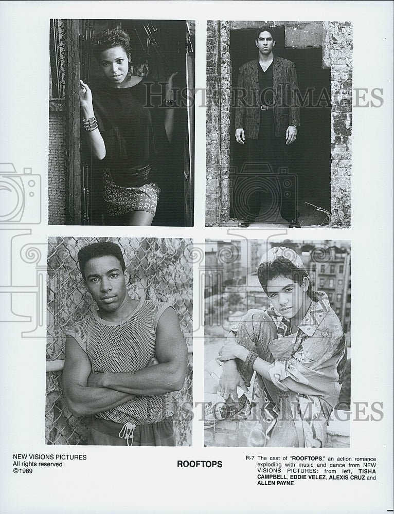 1989 Press Photo Tisha Campbell, Eddie Velez and Alexis Cruz in "Rooftops" - Historic Images