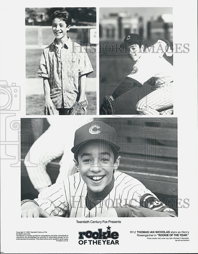 1993 Press Photo Thomas Ian Nicholas stars "Rookie of the Year" - Historic Images