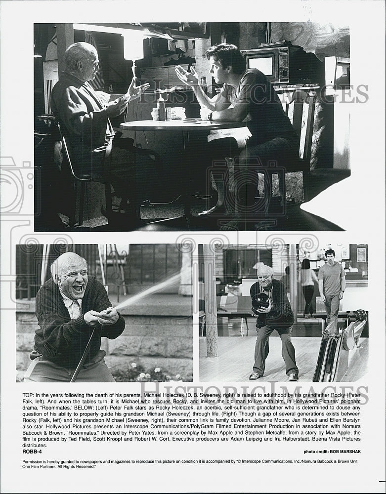 1995 Press Photo Actor D.B. Sweeney, Peter Falk in "Roommates" Film - Historic Images