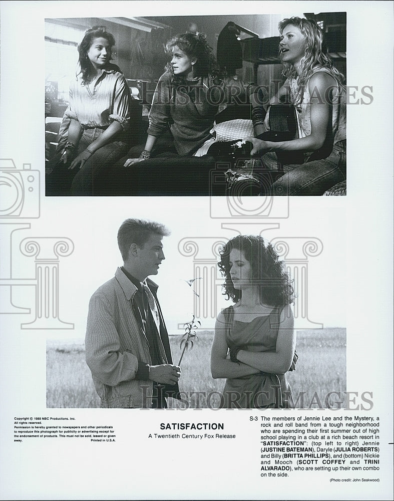1988 Press Photo  Bateman Julia Roberts Phillips Coffey Alvarado "Satisfaction" - Historic Images