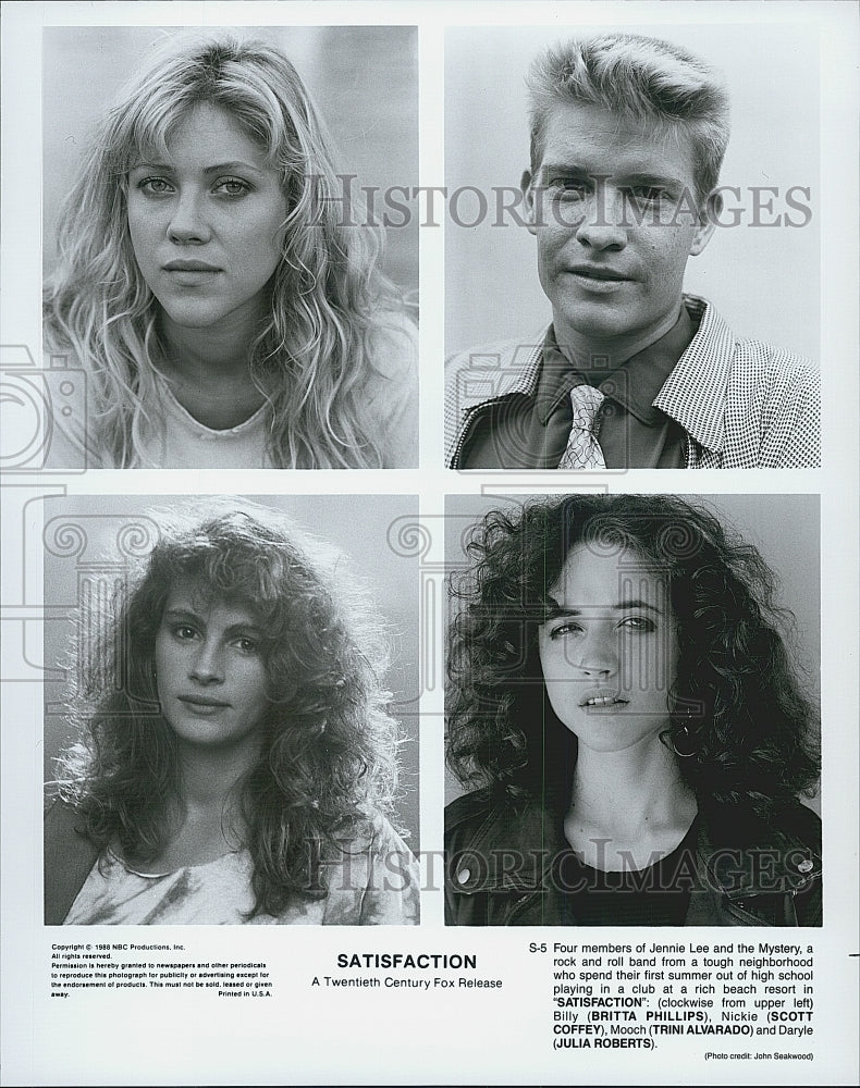 1988 Press Photo Julia Roberts Phillips Coffey Alvarado "Satisfaction" Actors - Historic Images