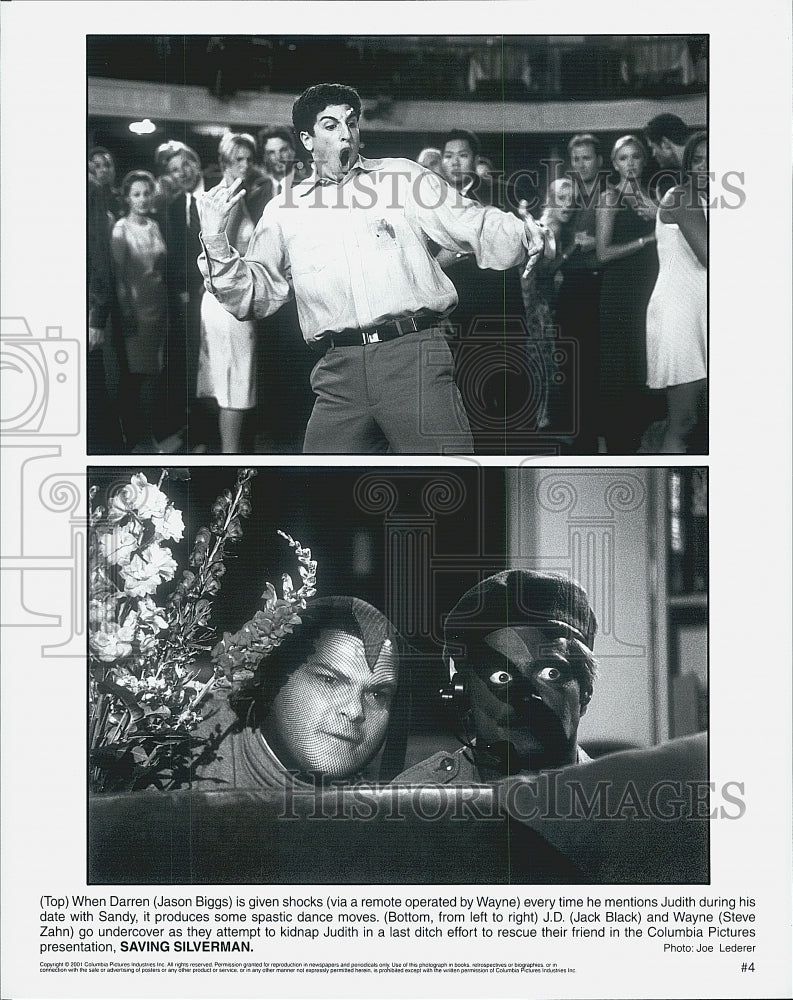 2001 Press Photo Jason Biggs, Jack Black, Steven Zahn in "Saving Silverman" - Historic Images