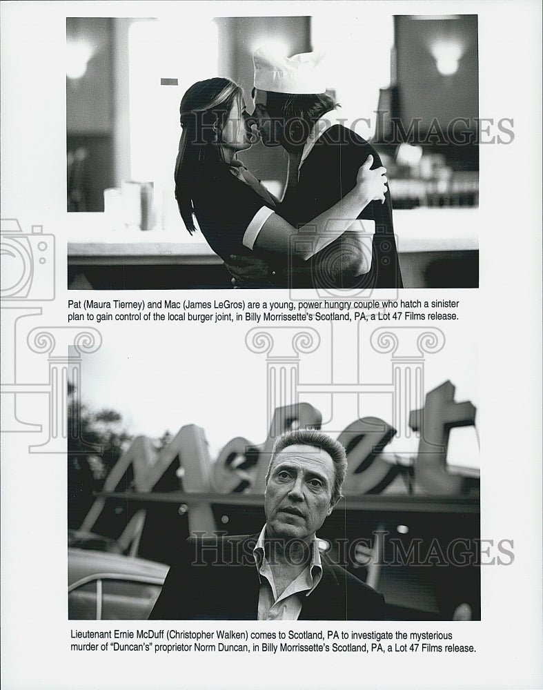 2001 Press Photo Maura Tierney, James LeGros, Christopher Walken &quot;Scotland, PA&quot; - Historic Images